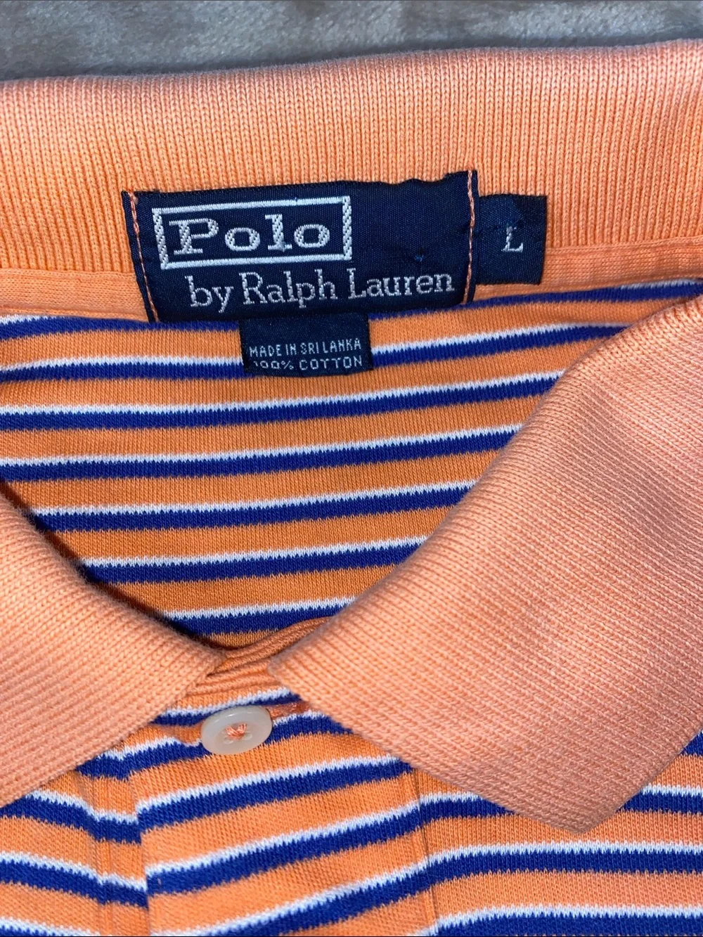 Polo by Ralph Lauren Peach Polo with Navy Stripes
